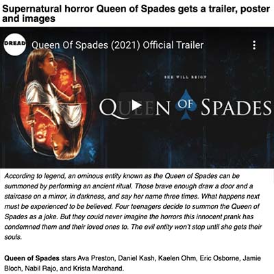 Supernatural horror Queen of Spades gets a trailer, poster and images